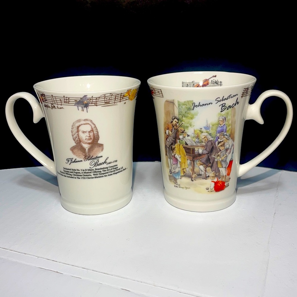 Rare 2 set Of Classical Music Porcelain Mugs : Johann Sebastian Bach!